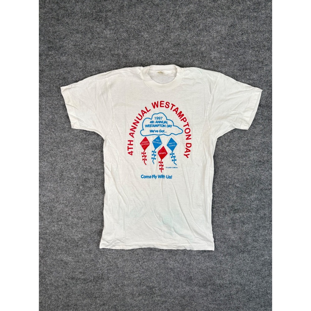 Vintage 1997 Westampton Day T Shirt Screen Stars White Cotton Mens Medium USA